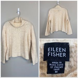 Eileen Fischer Cream Superkid Mohair Knit Sweater